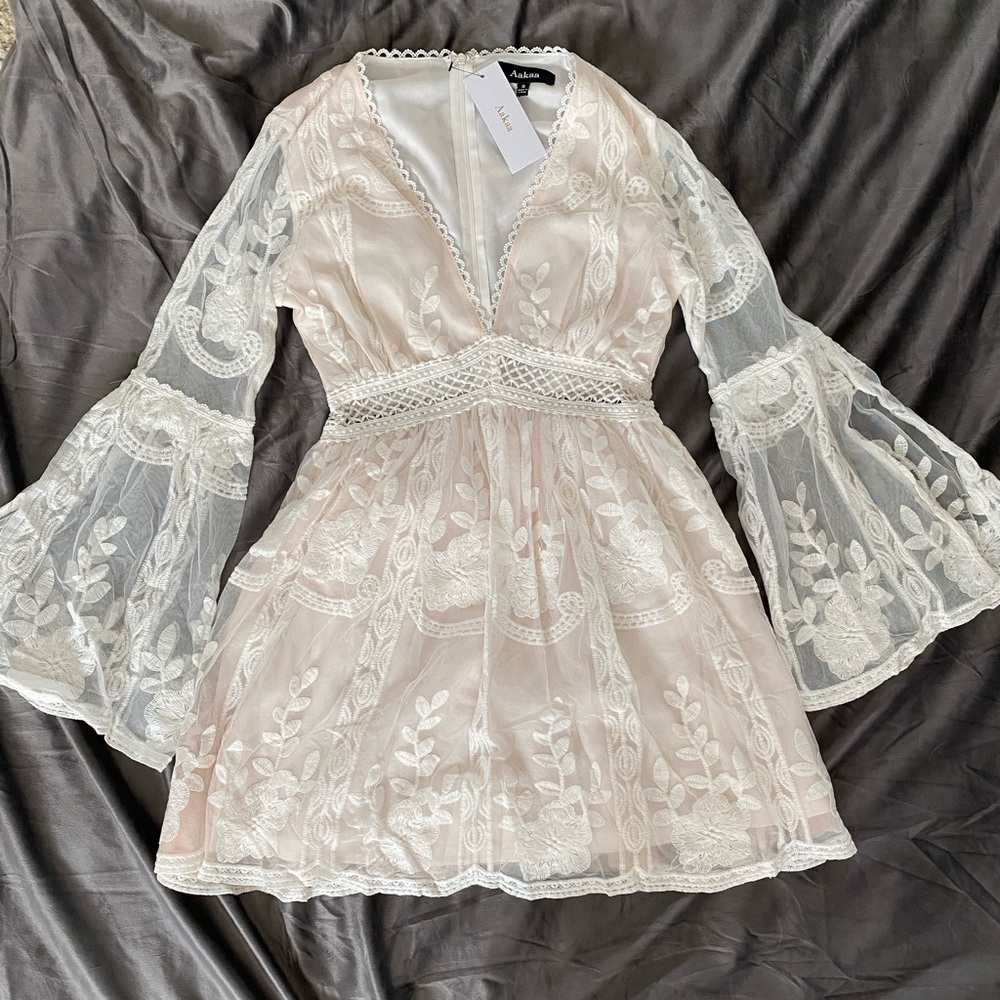 Without A Doubt Lace Bell Sleeve Dress